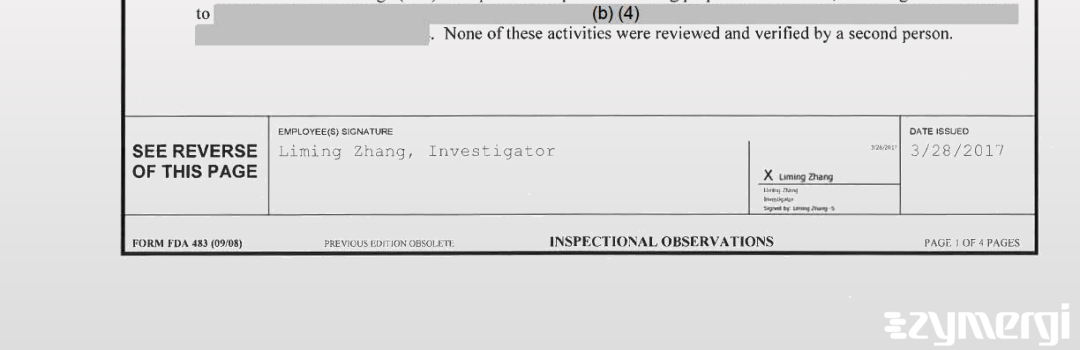 Liming Zhang FDA Investigator