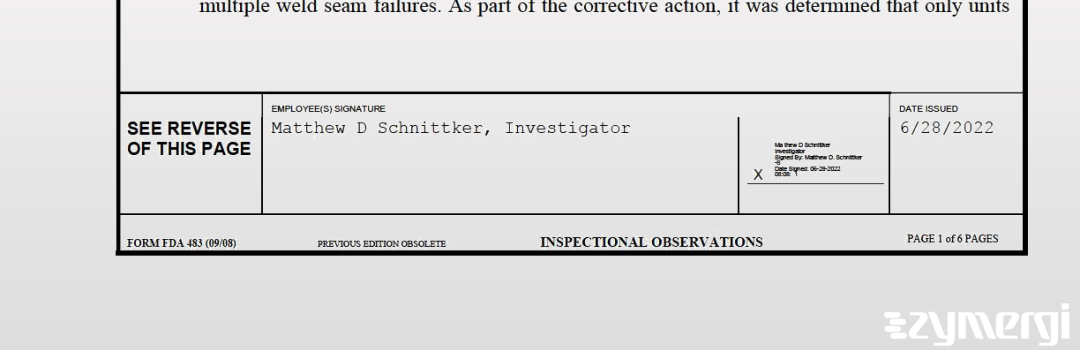Matthew D. Schnittker FDA Investigator 