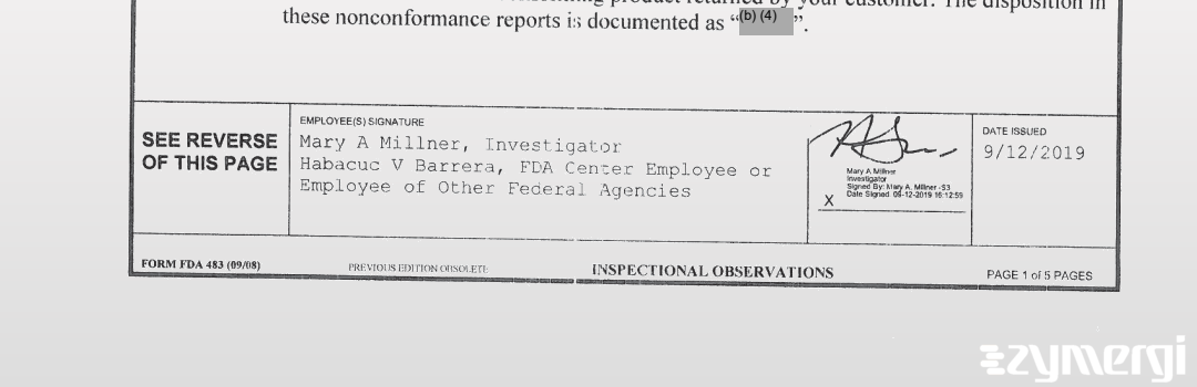 Mary A. Millner FDA Investigator Habacuc V. Barrera FDA Investigator 