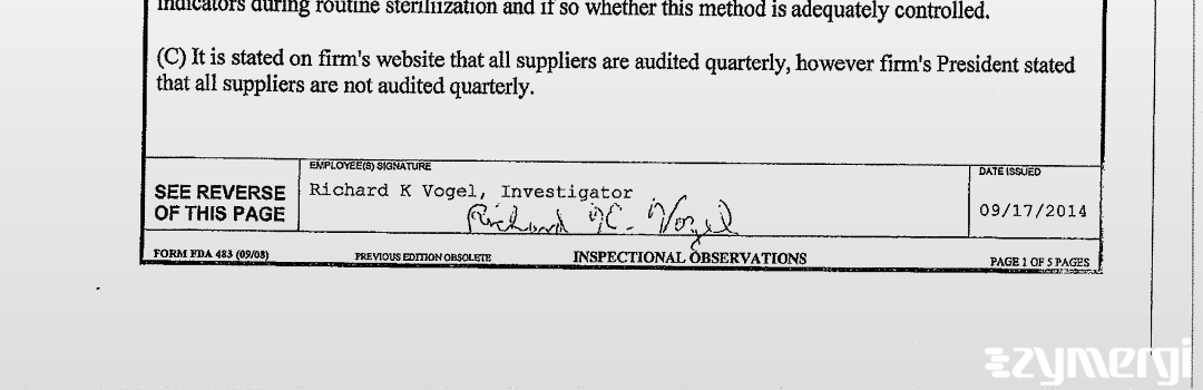 Richard K. Vogel FDA Investigator 