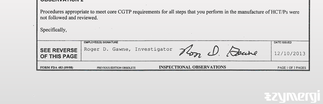 Roger D. Gawne FDA Investigator 