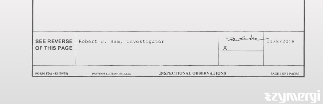 Robert J. Ham FDA Investigator 