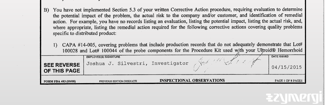 Joshua J. Silvestri FDA Investigator 