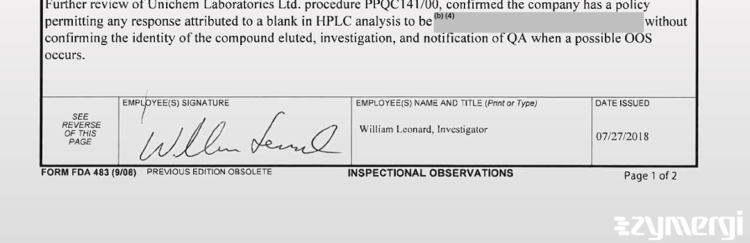 William J. Leonard FDA Investigator 