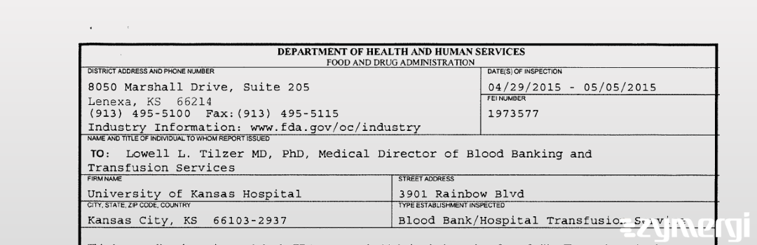 FDANews 483 University of Kansas Hospital May 5 2015 top