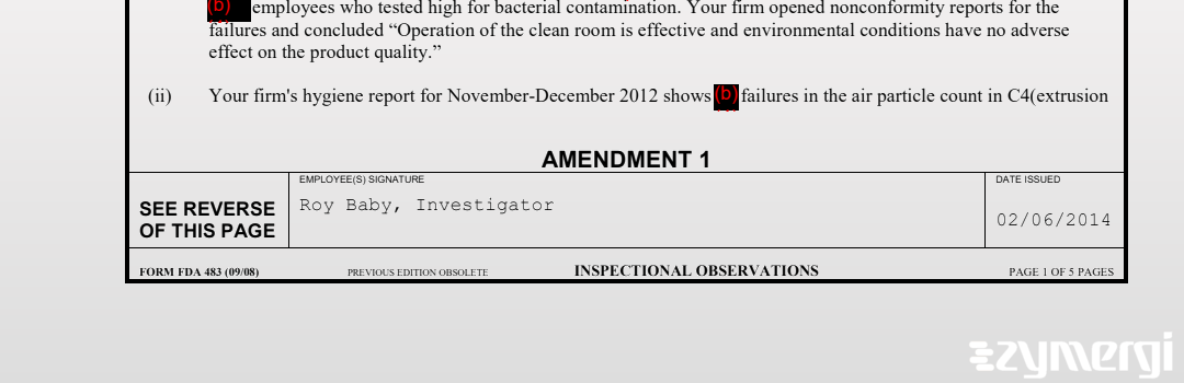 Roy Baby FDA Compliance Officer