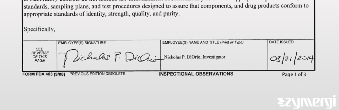 Nicholas P. Diorio FDA Investigator