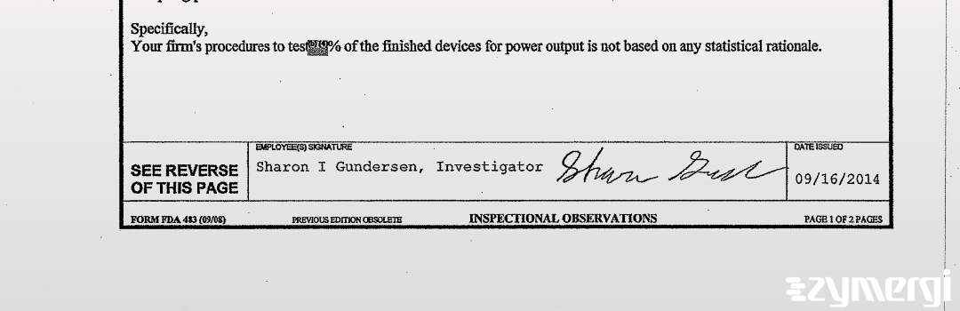 Sharon I. Gundersen FDA Investigator 
