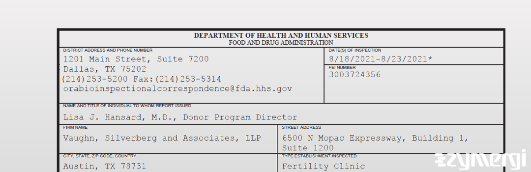 FDANews 483 Vaughn, Silverberg and Associates, LLP Aug 23 2021 top
