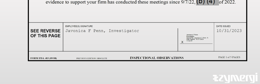 Javonica F. Penn FDA Investigator 