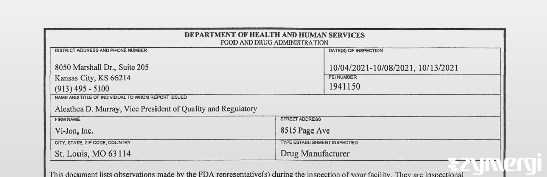 FDANews 483 Vi-Jon, LLC Oct 13 2021 top
