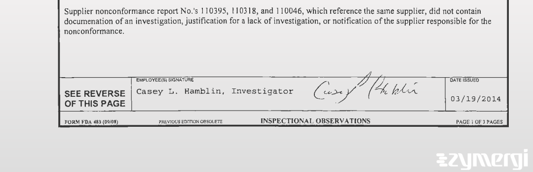 Casey L. Hamblin FDA Investigator 