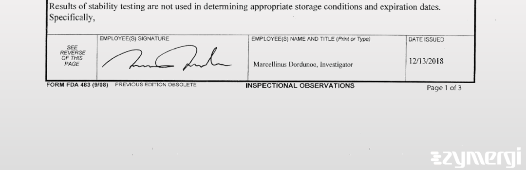 Marcellinus D. Dordunoo FDA Investigator