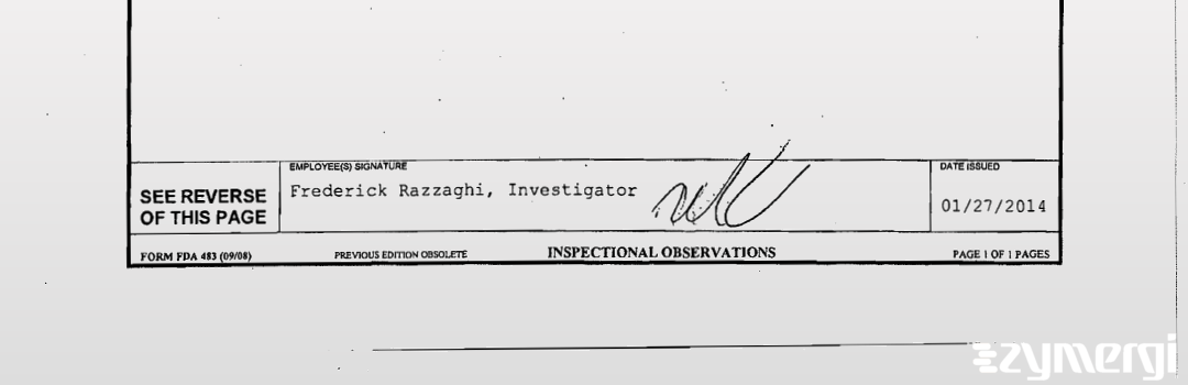 Frederick Razzaghi FDA Investigator 