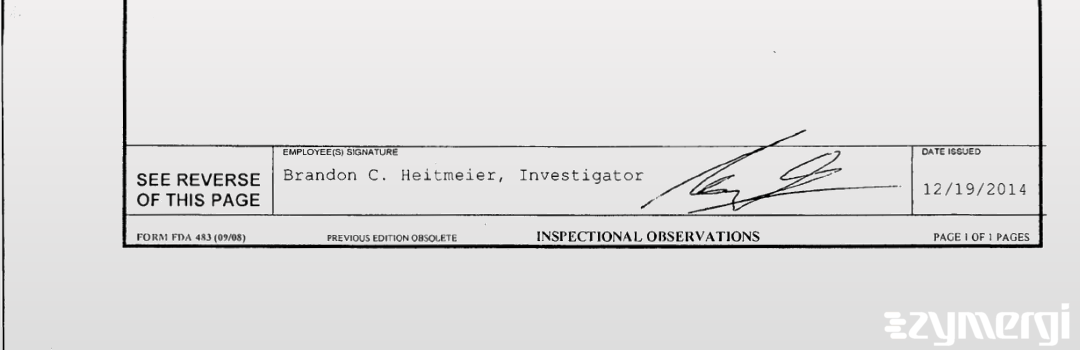 Brandon C. Heitmeier FDA Investigator 