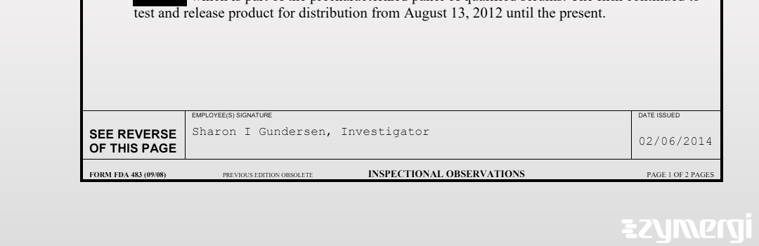 Sharon I. Gundersen FDA Investigator