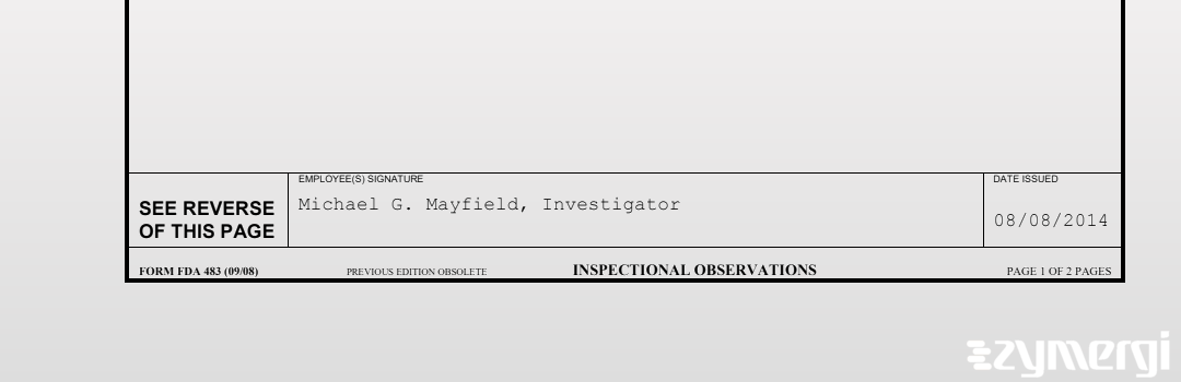 Michael G. Mayfield FDA Investigator 