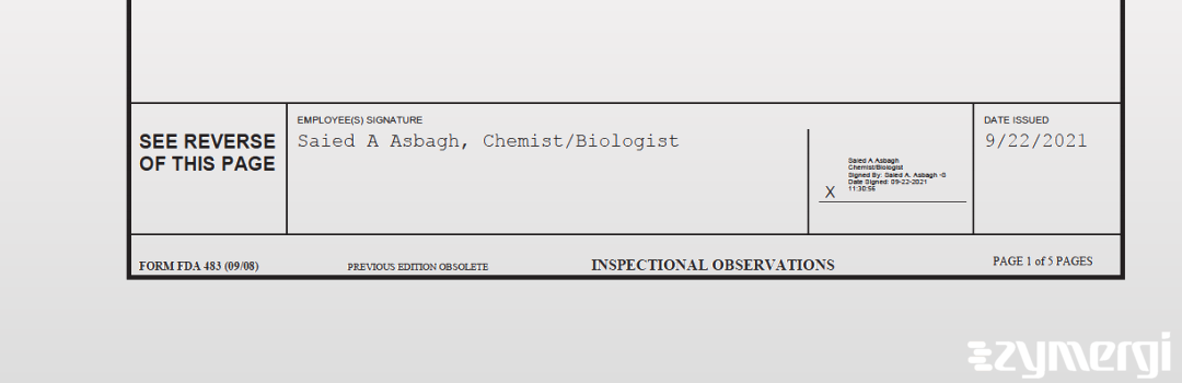 Saied A. Asbagh FDA Investigator Richmond K. Yip FDA Investigator 