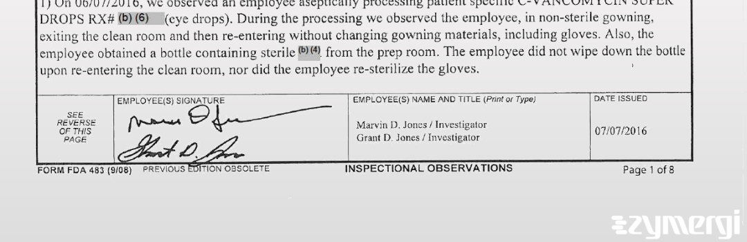Grant D. Jones FDA Investigator Marvin D. Jones FDA Investigator