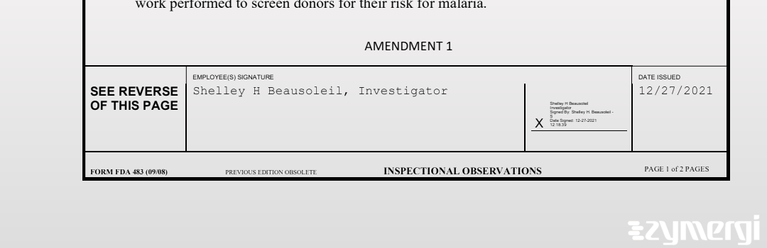 Shelley H. Beausoleil FDA Investigator 