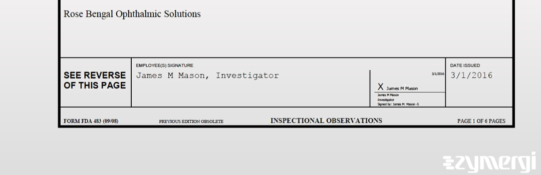 James M. Mason FDA Investigator 