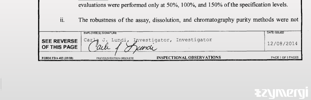 Liming Zhang FDA Investigator Carla J. Lundi FDA Investigator Cassandra L. Abellard FDA Investigator 