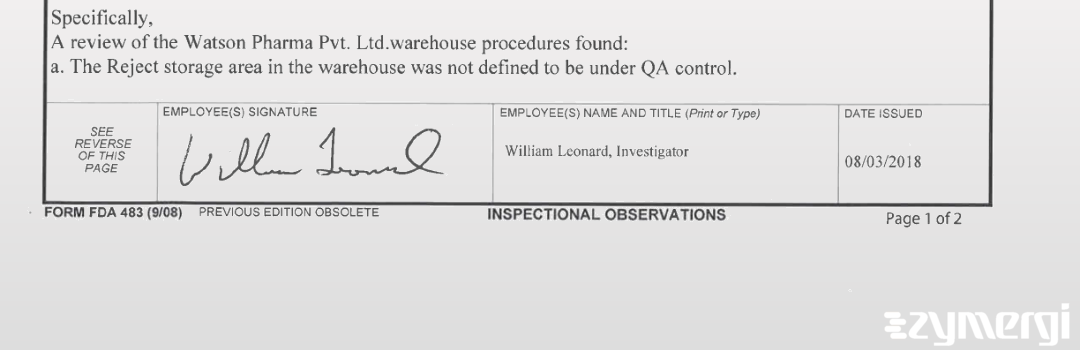 William J. Leonard FDA Investigator 