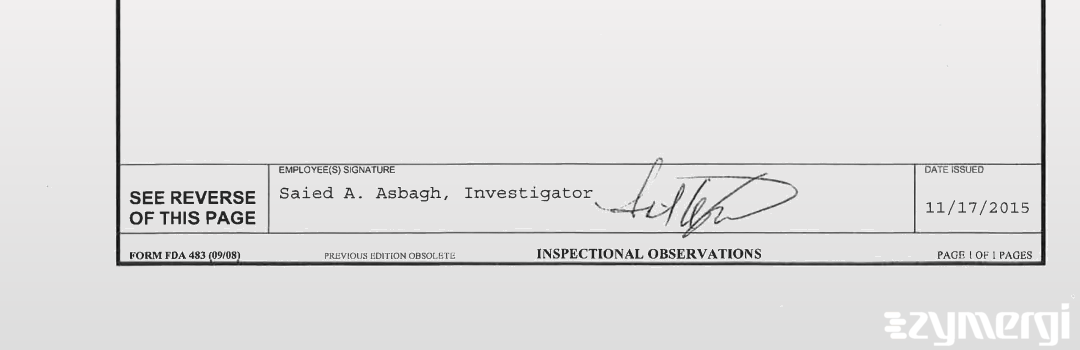 Saied A. Asbagh FDA Investigator 