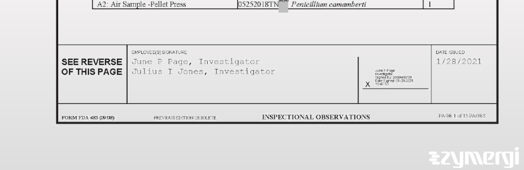 June P. Page FDA Investigator Julius I. Jones FDA Investigator 