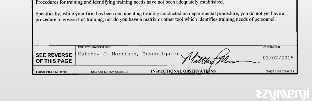 Matthew J. Morrison FDA Investigator 
