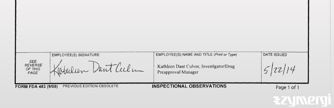 Kathleen D. Culver FDA Investigator 
