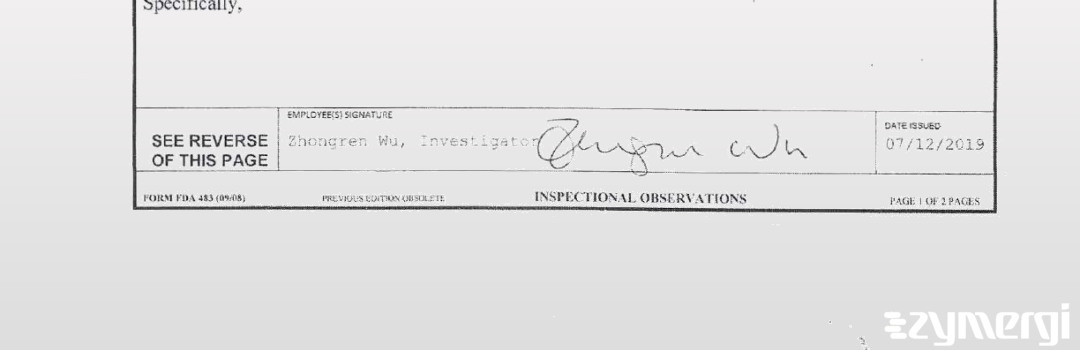 Zhongren Wu FDA Investigator