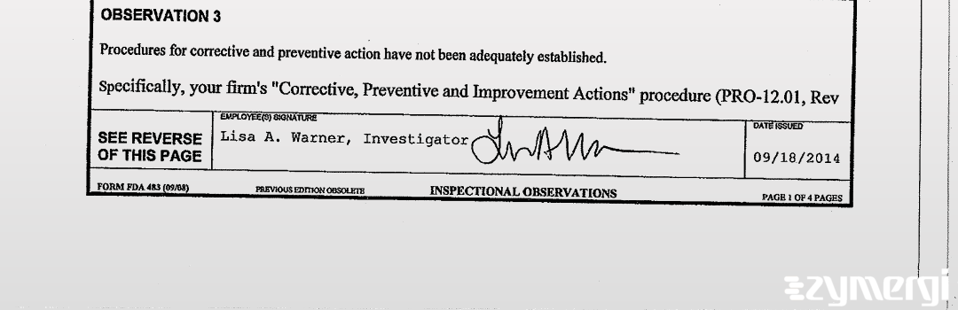 Lisa A. Warner FDA Investigator 