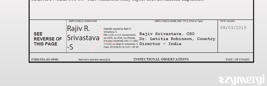 Rajiv R. Srivastava FDA Investigator