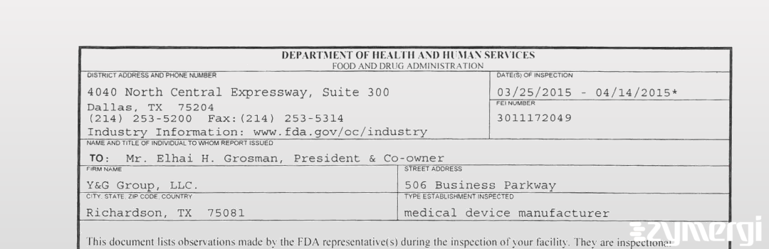 FDANews 483 Y&G Group, LLC. Apr 14 2015 top