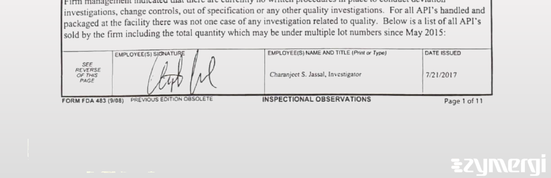 Charanjeet Jassal FDA Investigator 