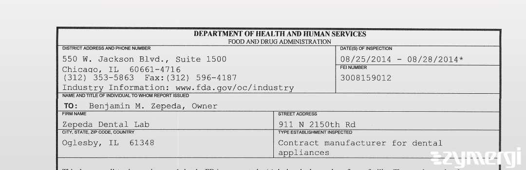 FDANews 483 Zepeda Dental Lab Aug 28 2014 top