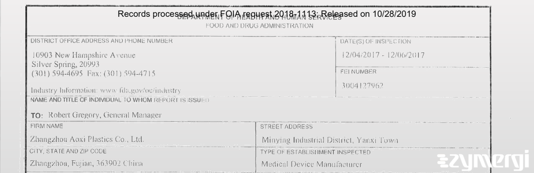 FDANews 483 Zhangzhou Austrialian Proplastics Co., Ltd. Dec 6 2017 top
