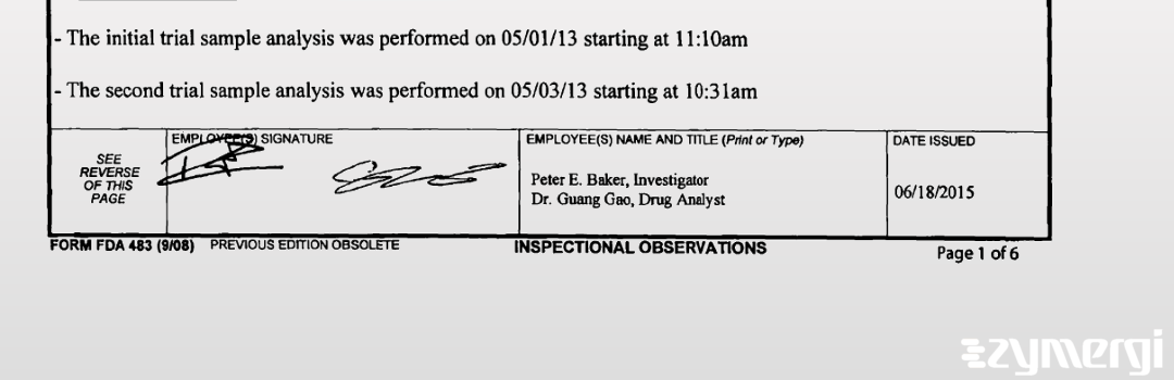 Peter E. Baker FDA Investigator 