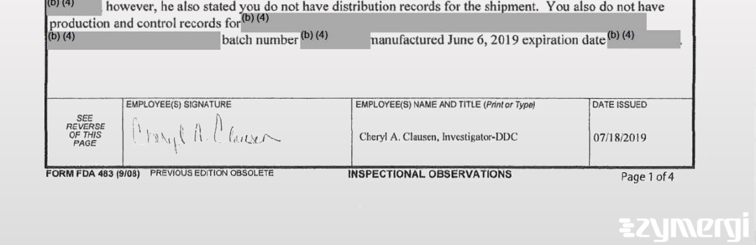 Cheryl A. Clausen FDA Investigator