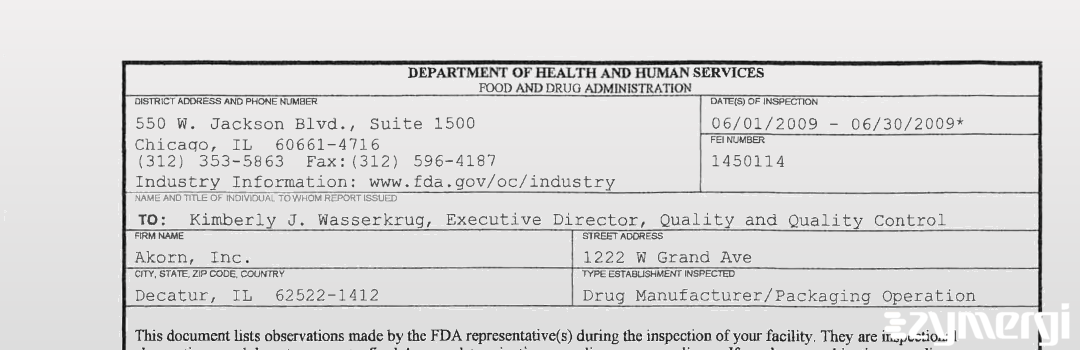 FDANews EIR Akorn, Inc. Jun 30 2009 top