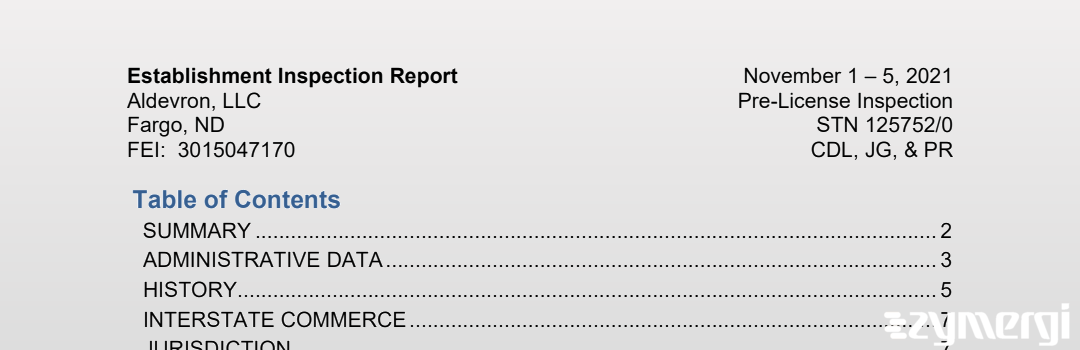 FDANews EIR Aldevron LLC Nov 5 2021 top