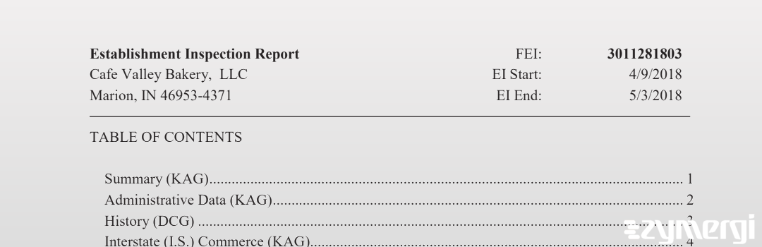 FDANews EIR Cafe Valley Bakery,  LLC May 3 2018 top