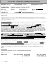 FDA EIR Cambridge Brands, Cambridge | December 2015