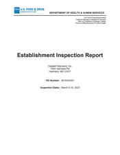 FDAzilla FDA EIR Catalent Maryland, Harmans | March 2023