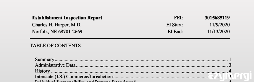 FDANews EIR Charles H. Harper, M.D. Nov 13 2020 top