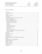 FDAzilla FDA EIR Covance Laboratories, Vienna | September 2011