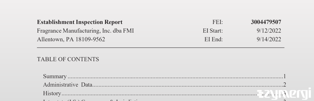 FDANews EIR Fragrance Manufacturing, Inc. dbs FMI Sep 14 2022 top