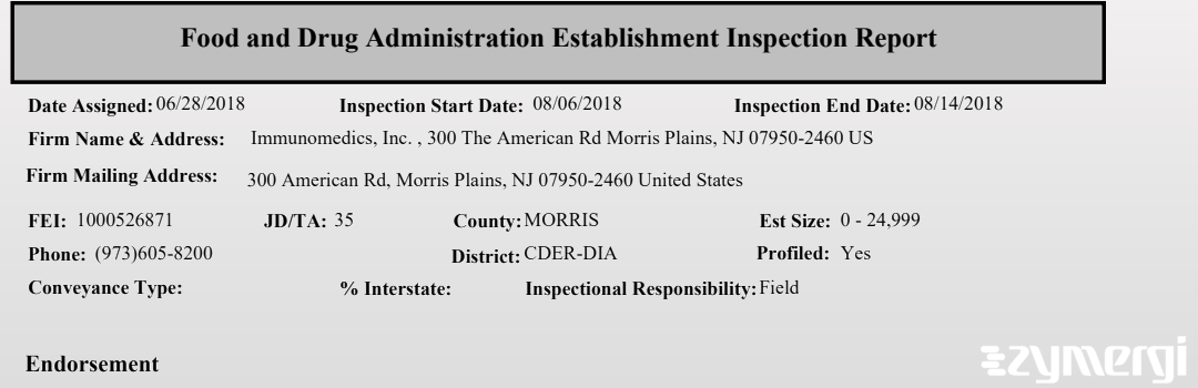 FDANews EIR Immunomedics, Inc. Aug 14 2018 top