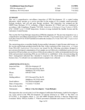 FDAzilla FDA EIR PPD Development, Middleton | July 2021